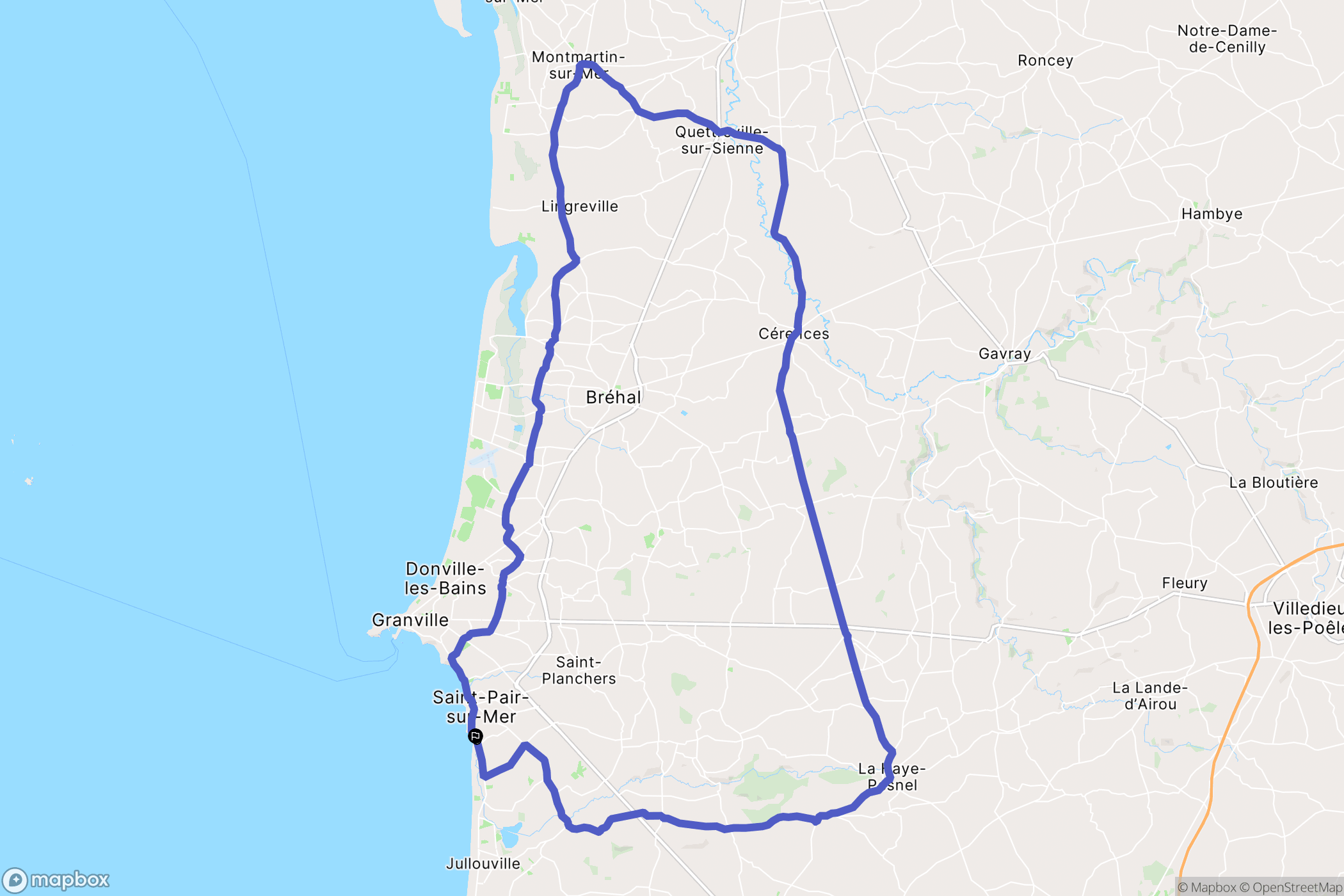 Saint-Pair-sur-Mer : carte du parcours de randonnée - France