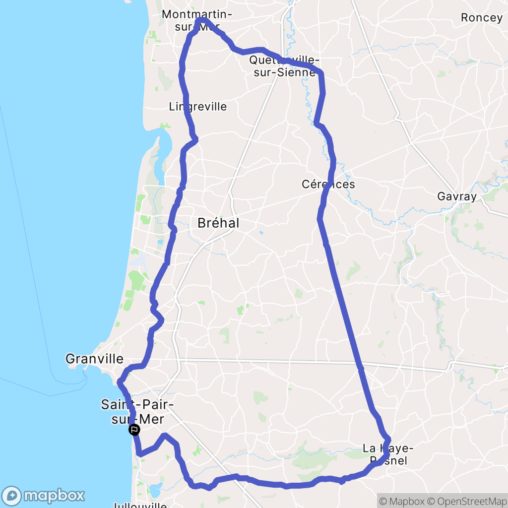 Saint-Pair-sur-Mer : carte du parcours de randonnée - France