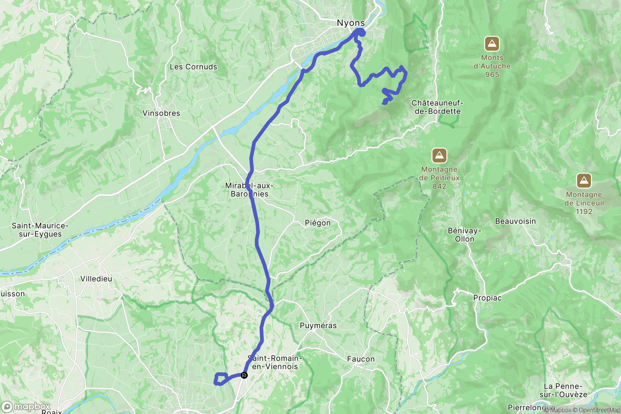 Saint-Romain-en-Viennois : carte du parcours de randonnée - France