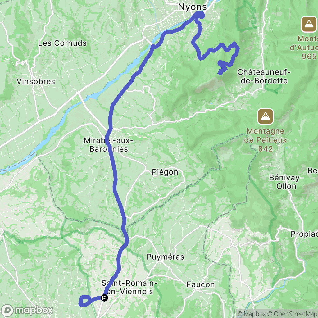 Saint-Romain-en-Viennois : carte du parcours de randonnée - France