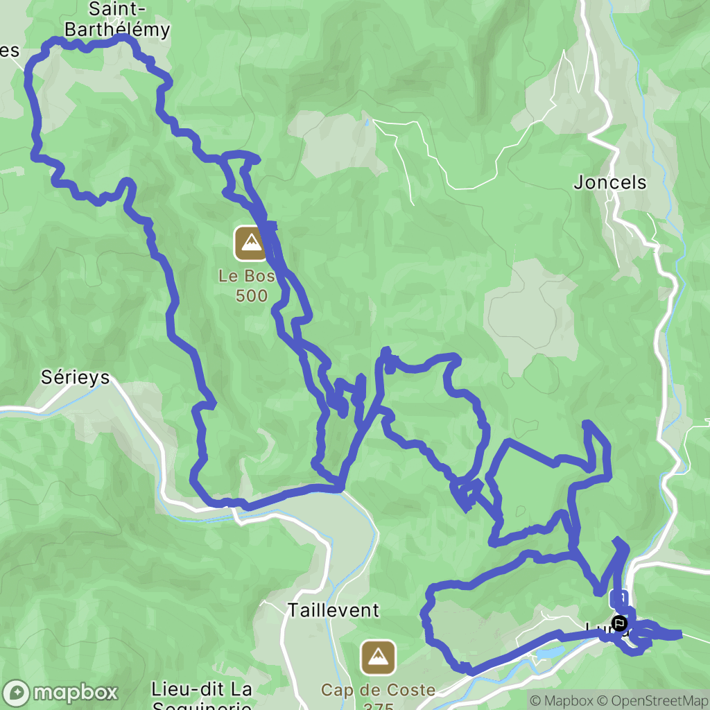 Lunas : carte du parcours de randonnée - France