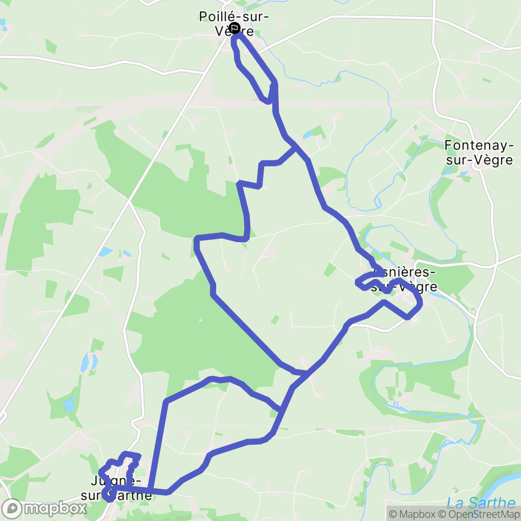 Poillé-sur-Vègre : carte du parcours de randonnée - France