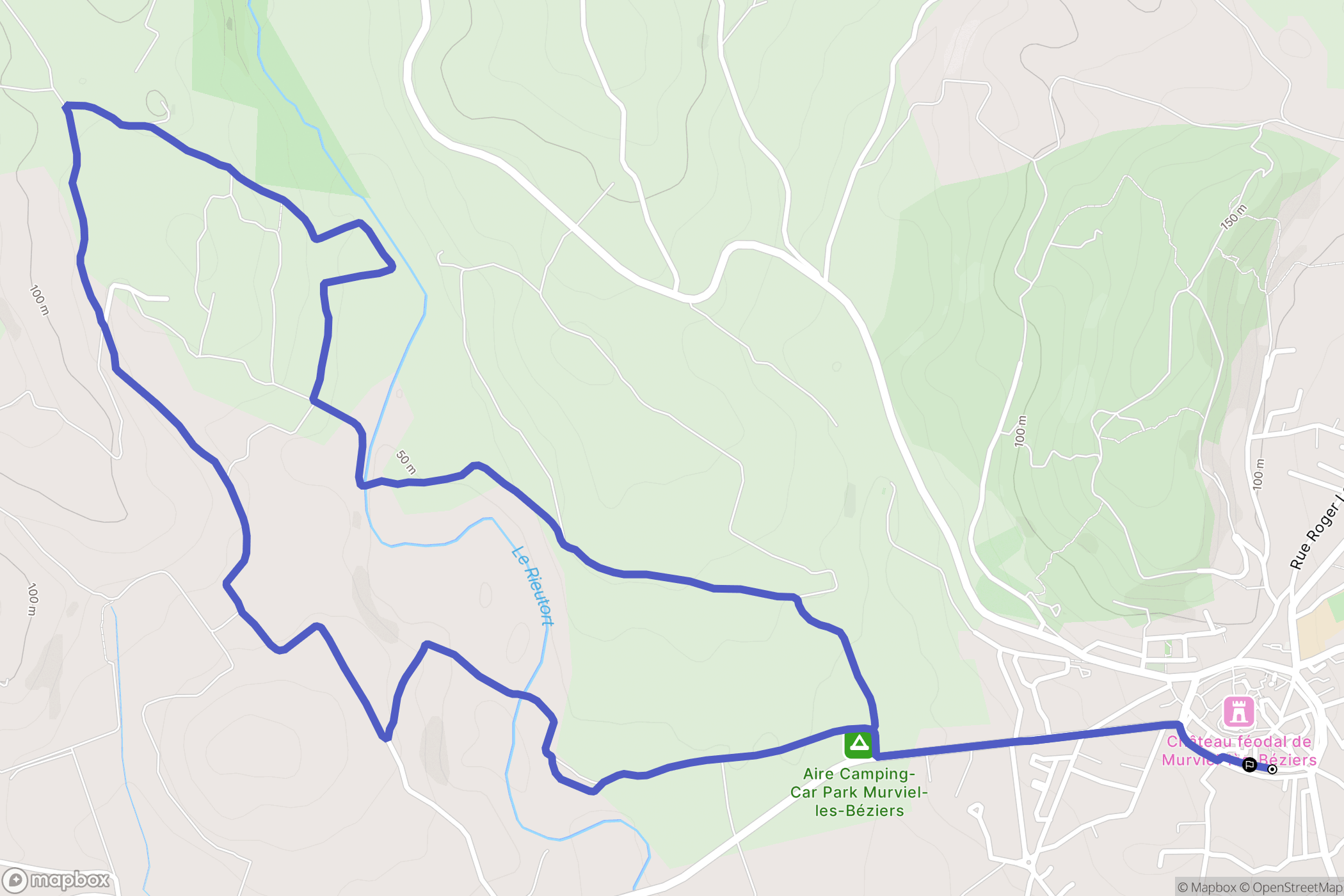 Murviel-lès-Béziers : carte du parcours de randonnée - France