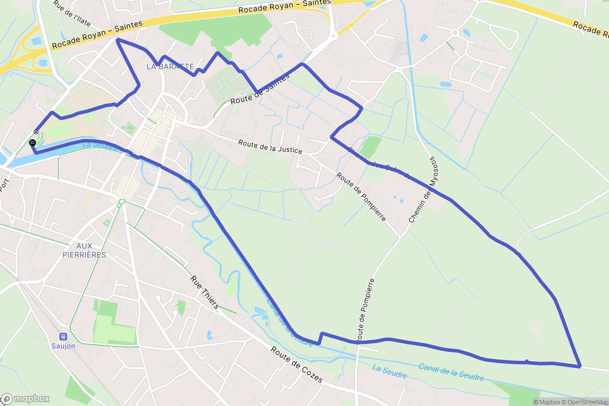 Saujon : carte du parcours de randonnée - France