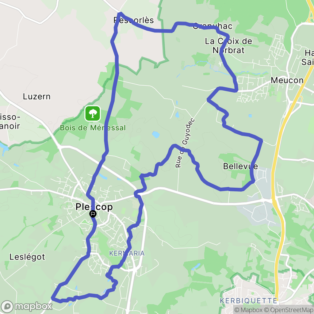 Plescop : carte du parcours de randonnée - France