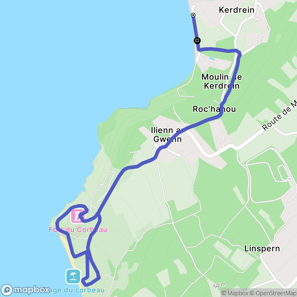 Plougastel-Daoulas : carte du parcours de randonnée - France