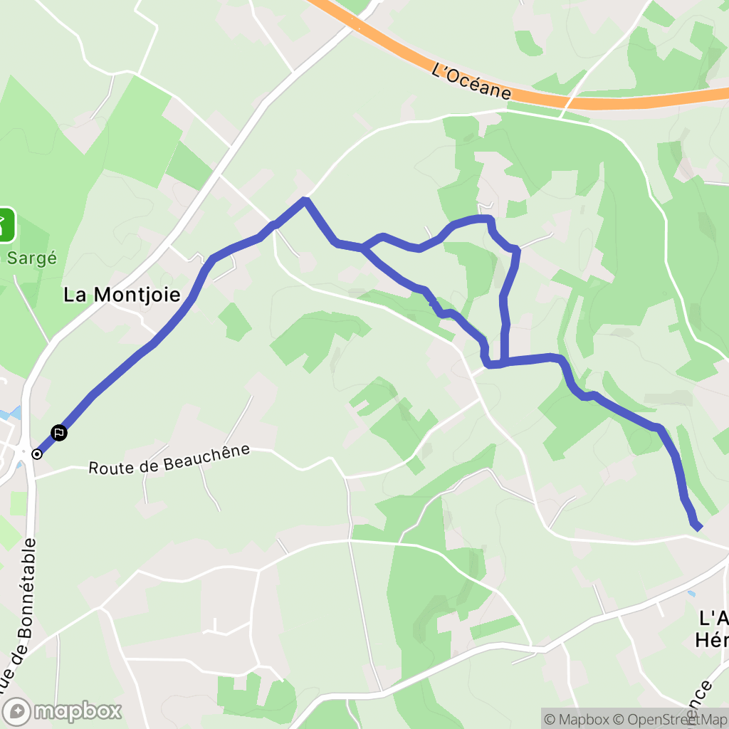Sargé-lès-le-Mans : carte du parcours de randonnée - France