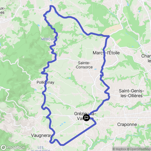 Grézieu-la-Varenne : carte du parcours de randonnée - France