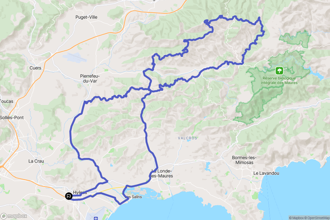 Hyères : carte du parcours de randonnée - France