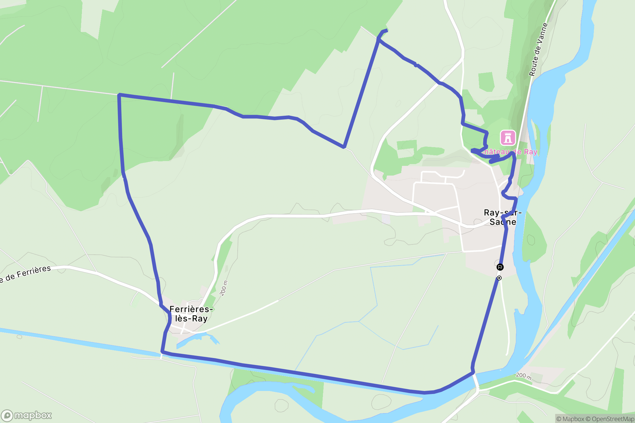 Ray-sur-Saône : carte du parcours de randonnée - France