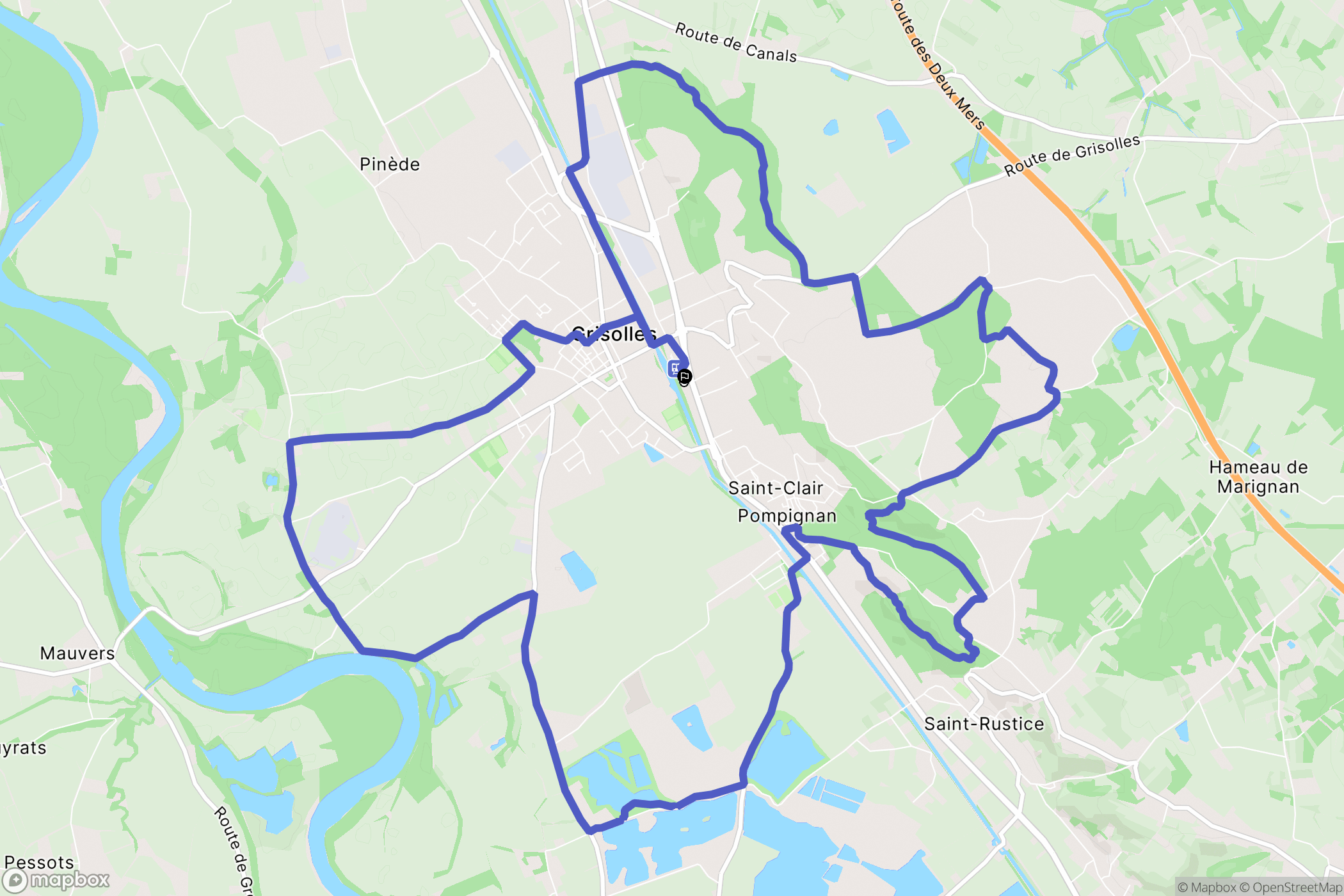 Grisolles : carte du parcours de randonnée - France