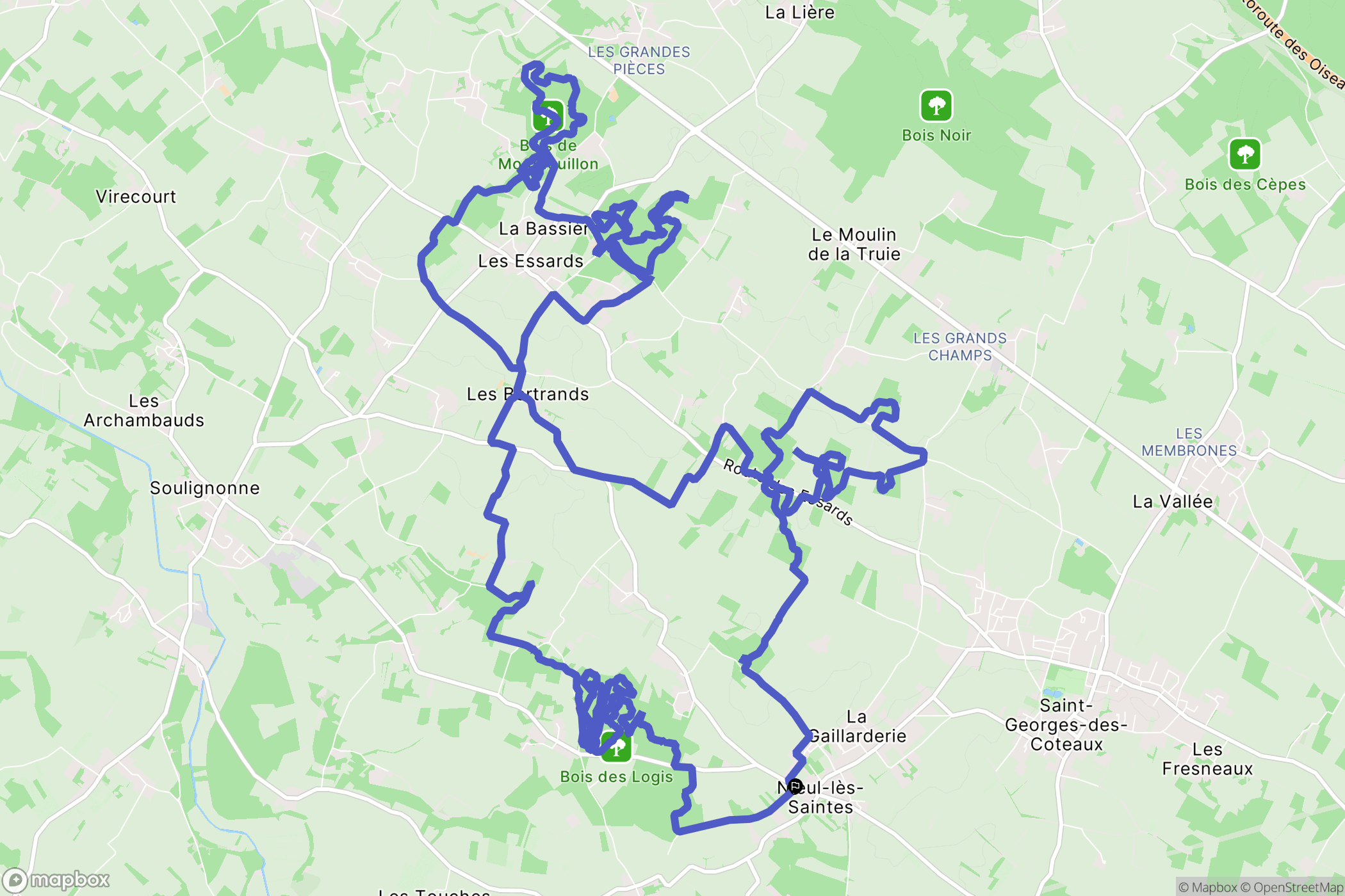 Nieul-lès-Saintes : carte du parcours de randonnée - France