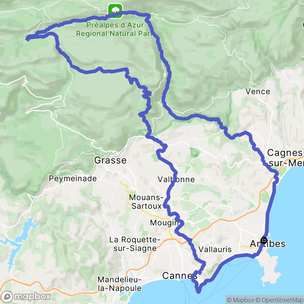 Antibes : carte du parcours de randonnée - France