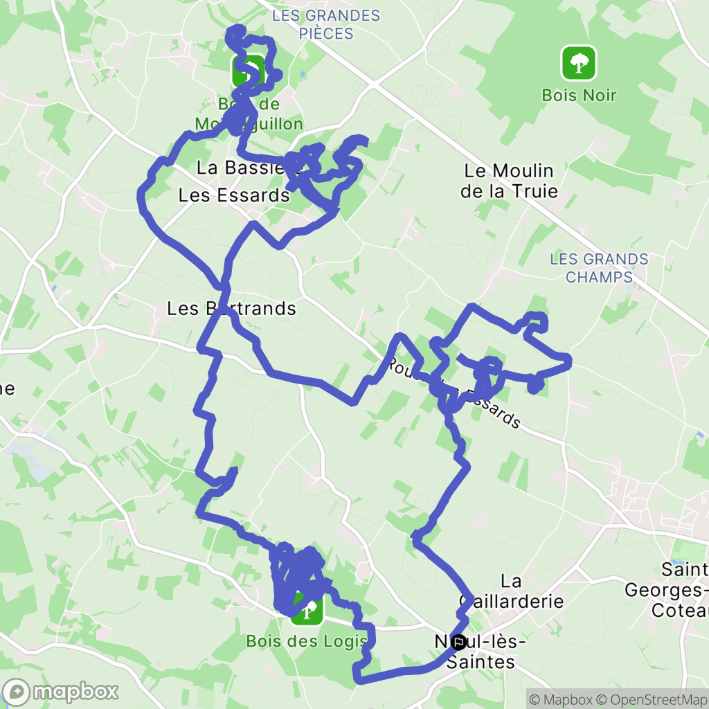 Nieul-lès-Saintes : carte du parcours de randonnée - France