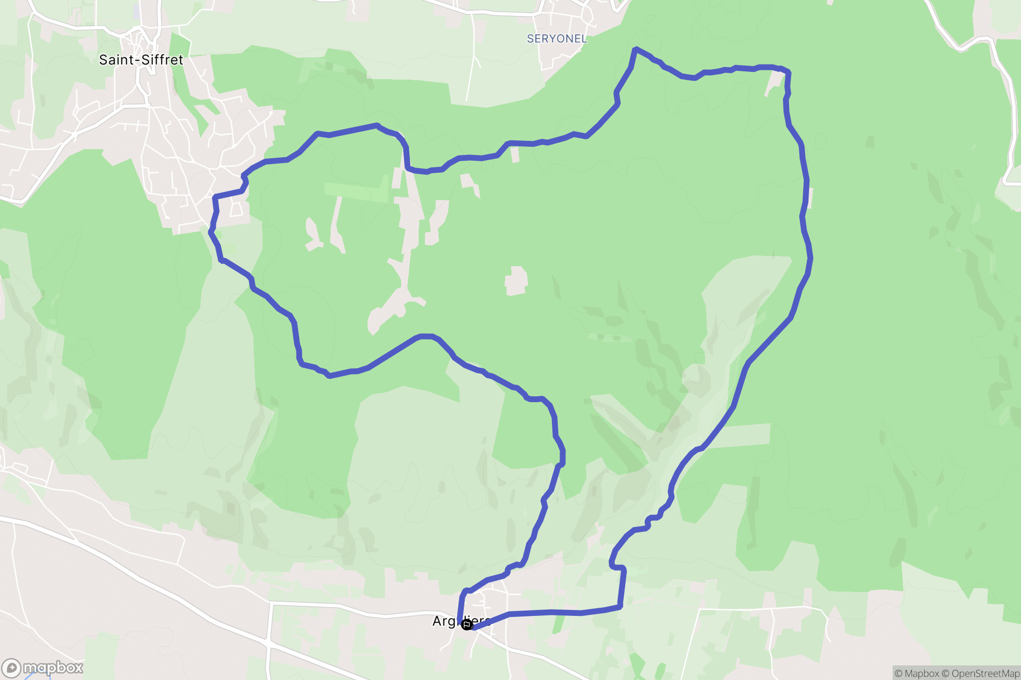 Argilliers : carte du parcours de randonnée - France