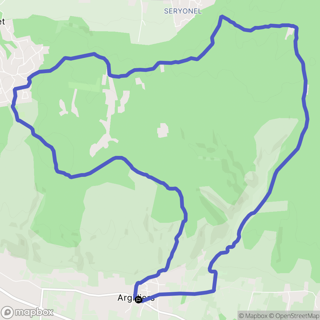 Argilliers : carte du parcours de randonnée - France