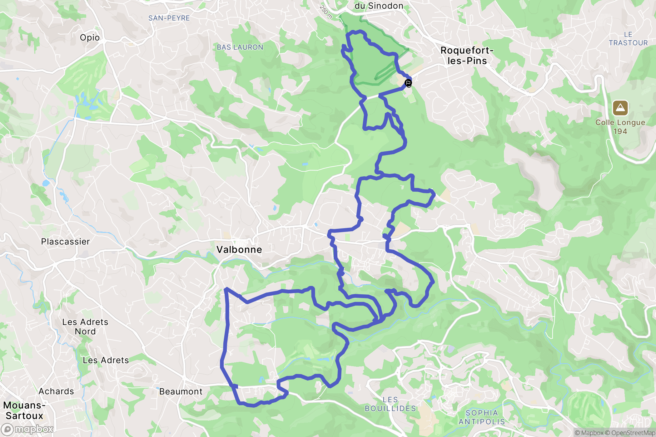 Roquefort-les-Pins : carte du parcours de randonnée - France