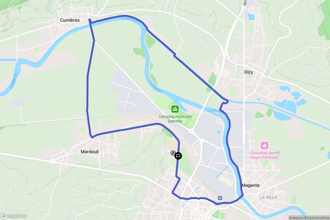 Épernay : carte du parcours de randonnée - France