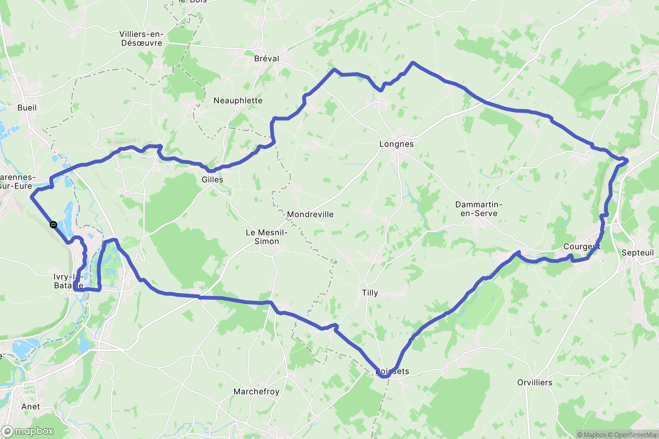 Garennes-sur-Eure : carte du parcours de randonnée - France