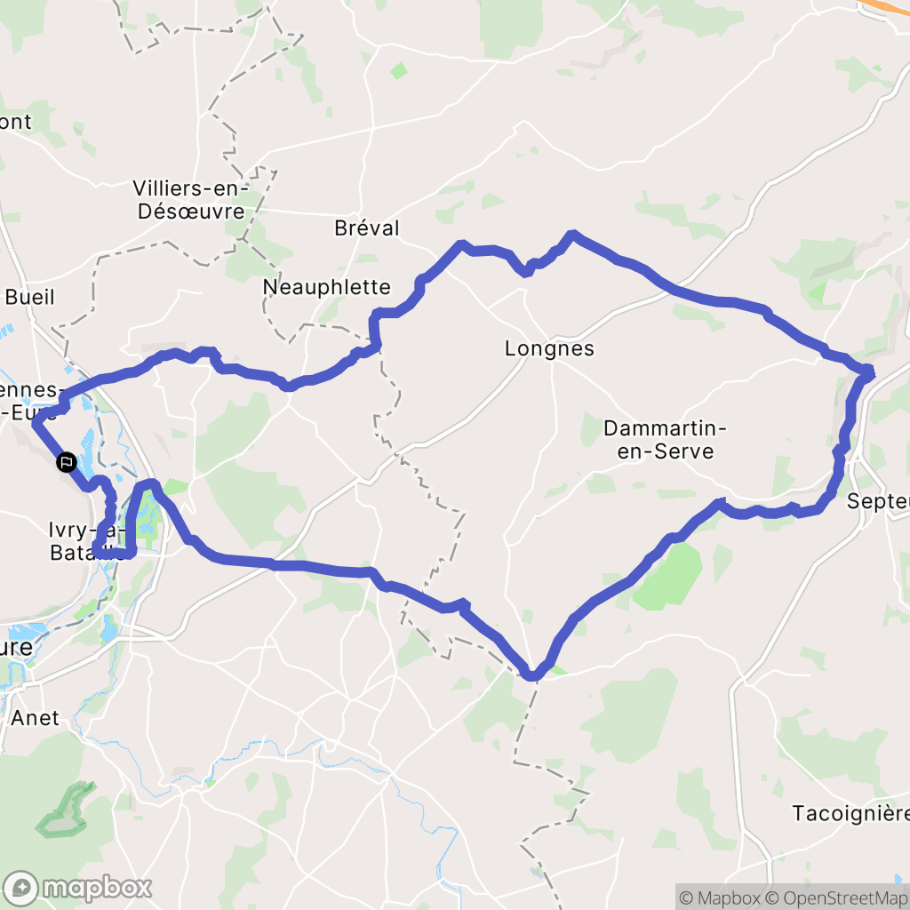 Garennes-sur-Eure : carte du parcours de randonnée - France