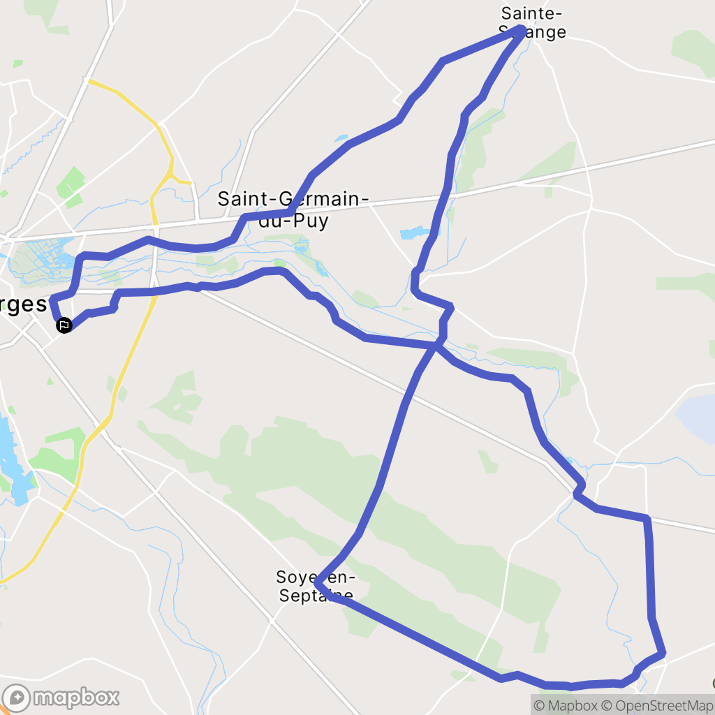 Bourges : carte du parcours de randonnée - France