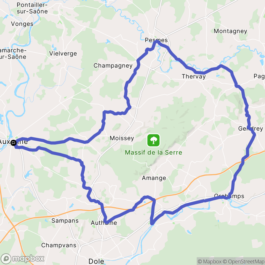 Auxonne : carte du parcours de randonnée - France