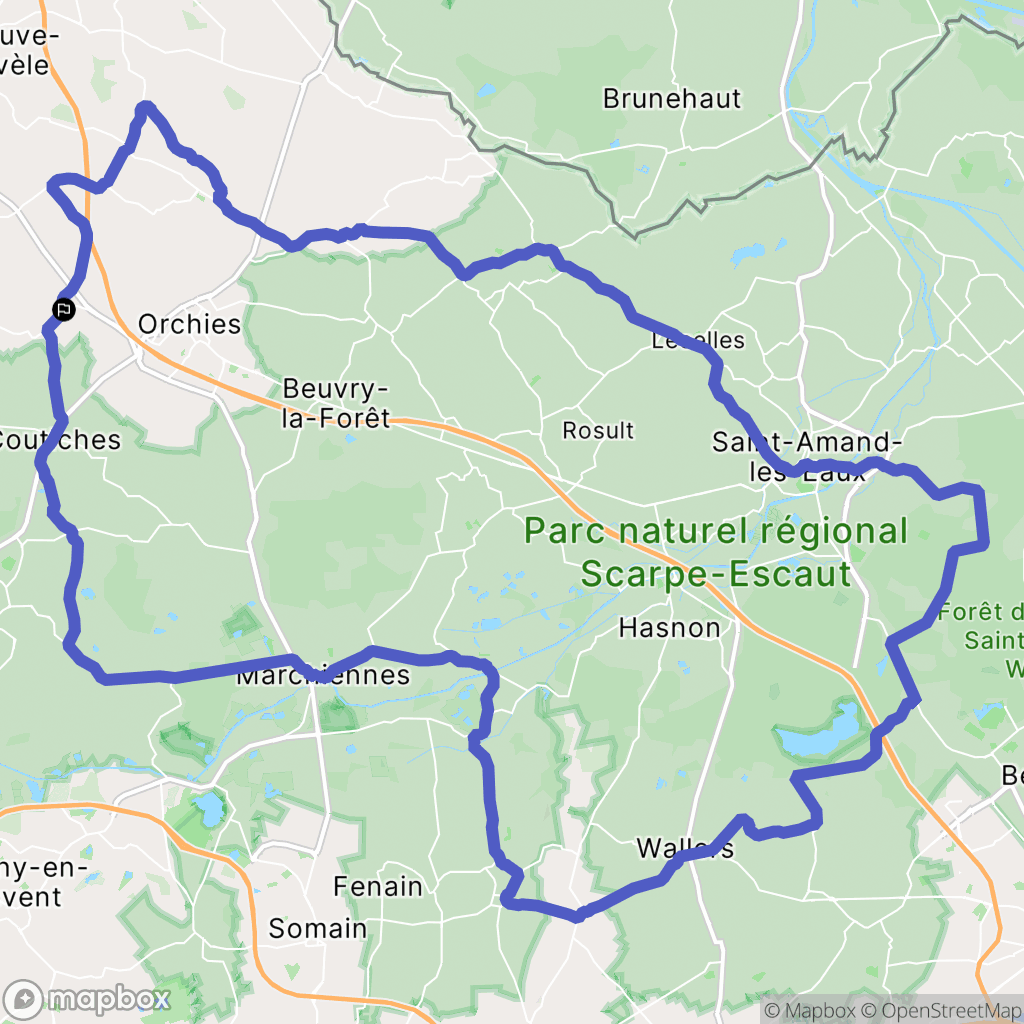 Auchy-lez-Orchies : carte du parcours de randonnée - France