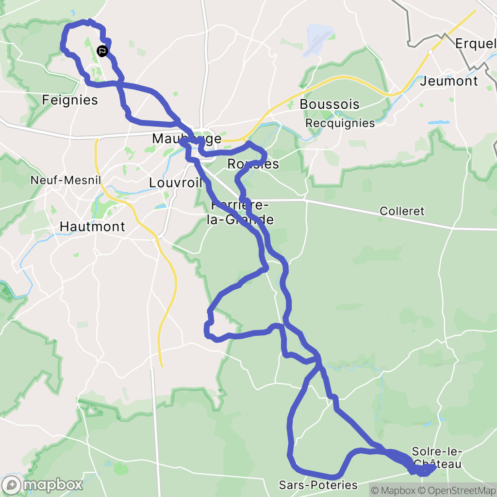 Feignies : carte du parcours de randonnée - France