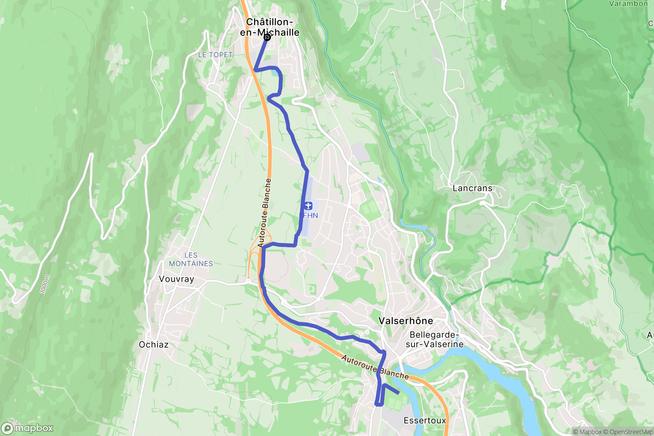 Valserhône : carte du parcours de randonnée - France