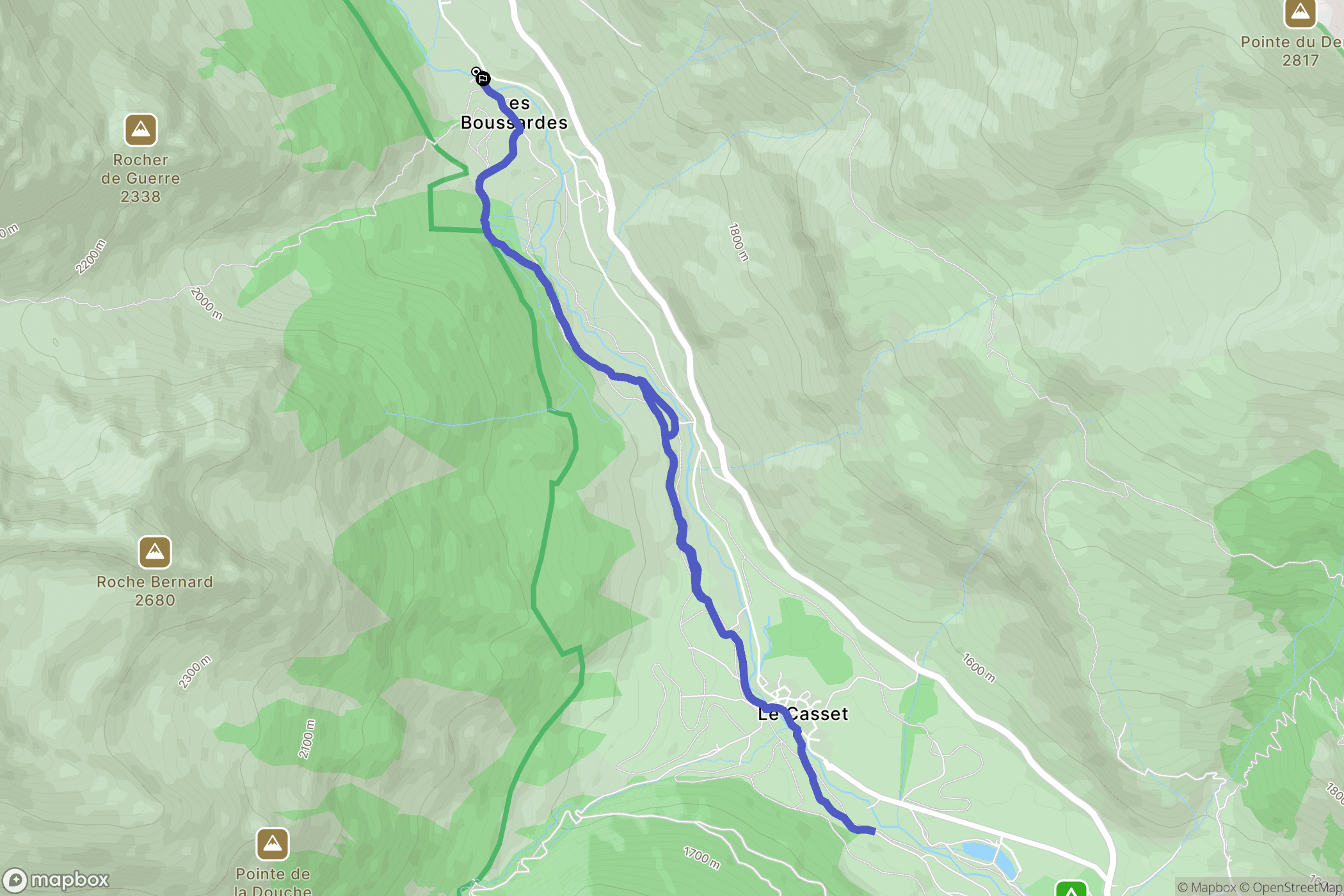 Le Monêtier-les-Bains : carte du parcours de randonnée - France