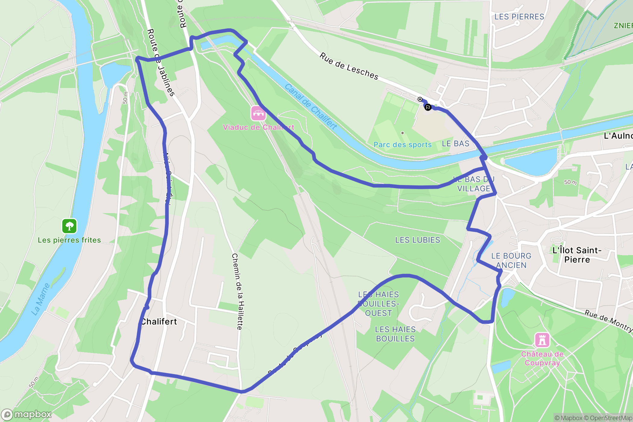 Coupvray : carte du parcours de randonnée - France