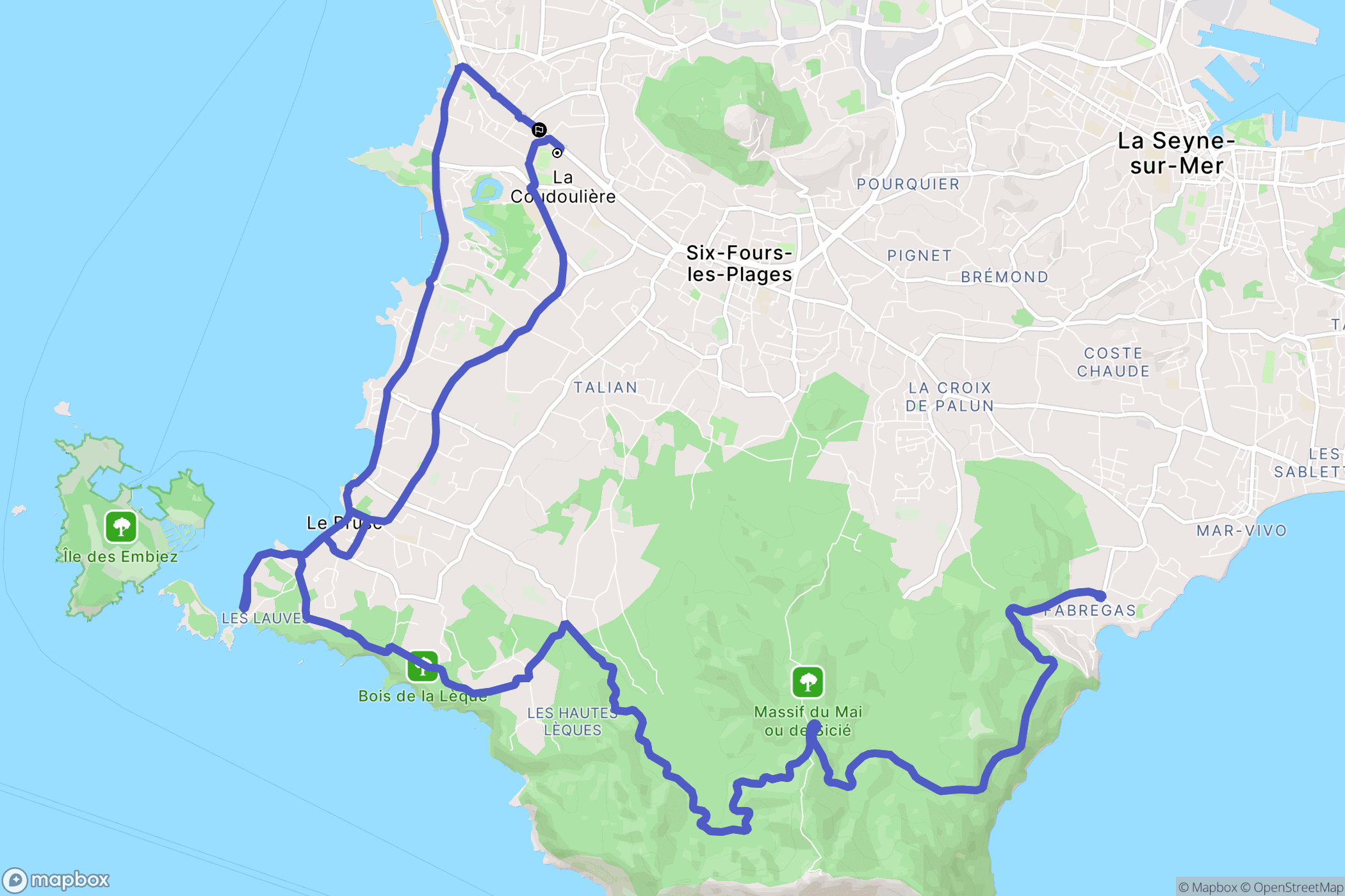 Six-Fours-les-Plages : carte du parcours de randonnée - France