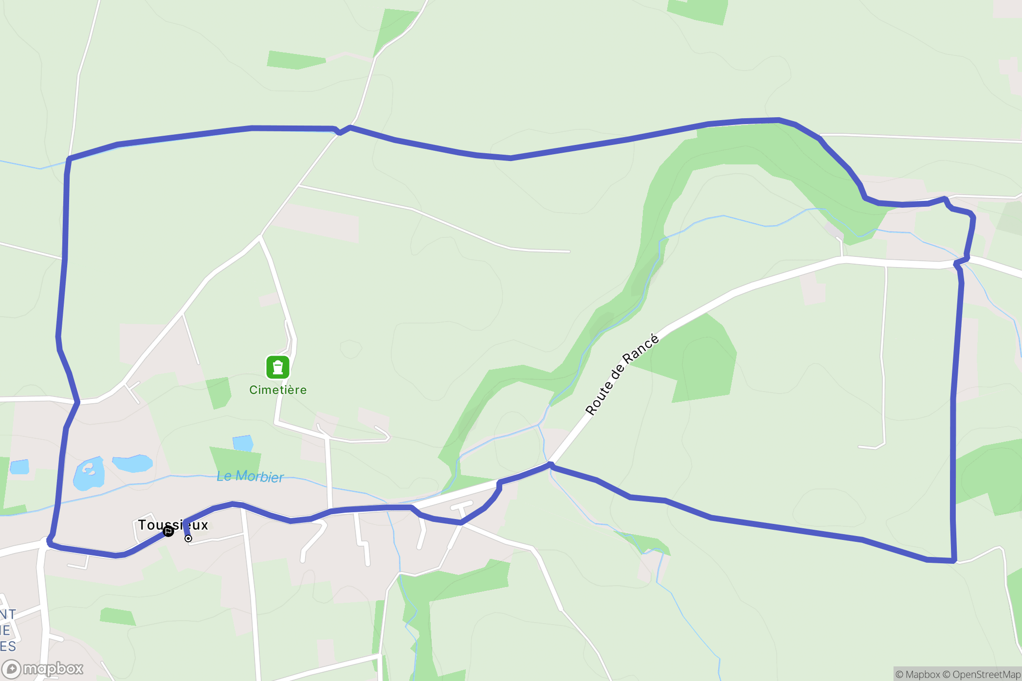 Toussieux : carte du parcours de randonnée - France