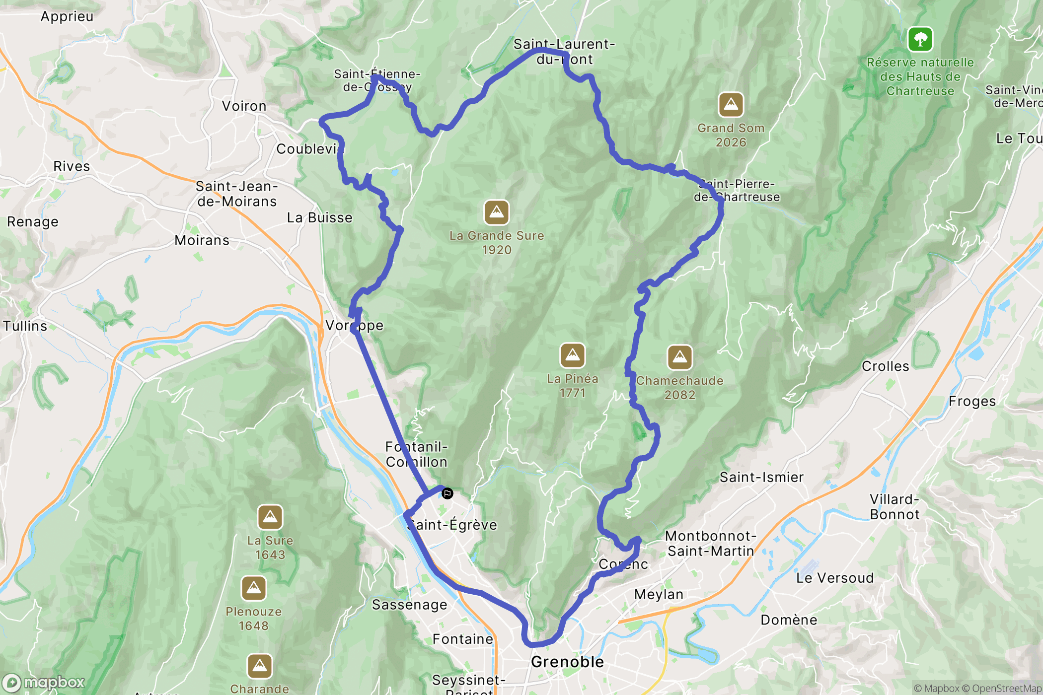 Saint-Egrève : carte du parcours de randonnée - France