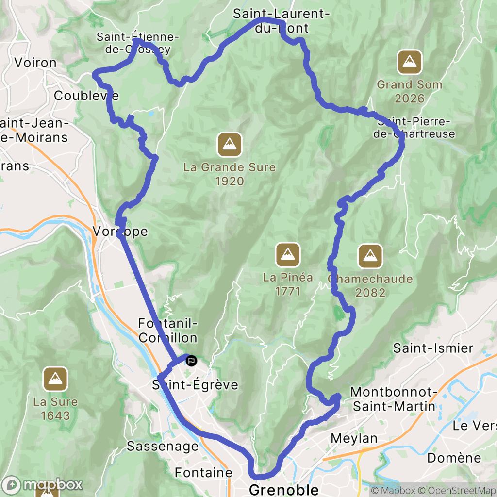 Saint-Egrève : carte du parcours de randonnée - France