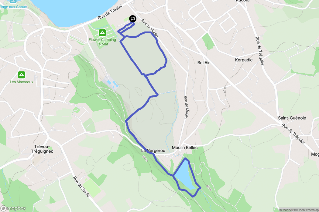 Trévou-Tréguignec : carte du parcours de randonnée - France