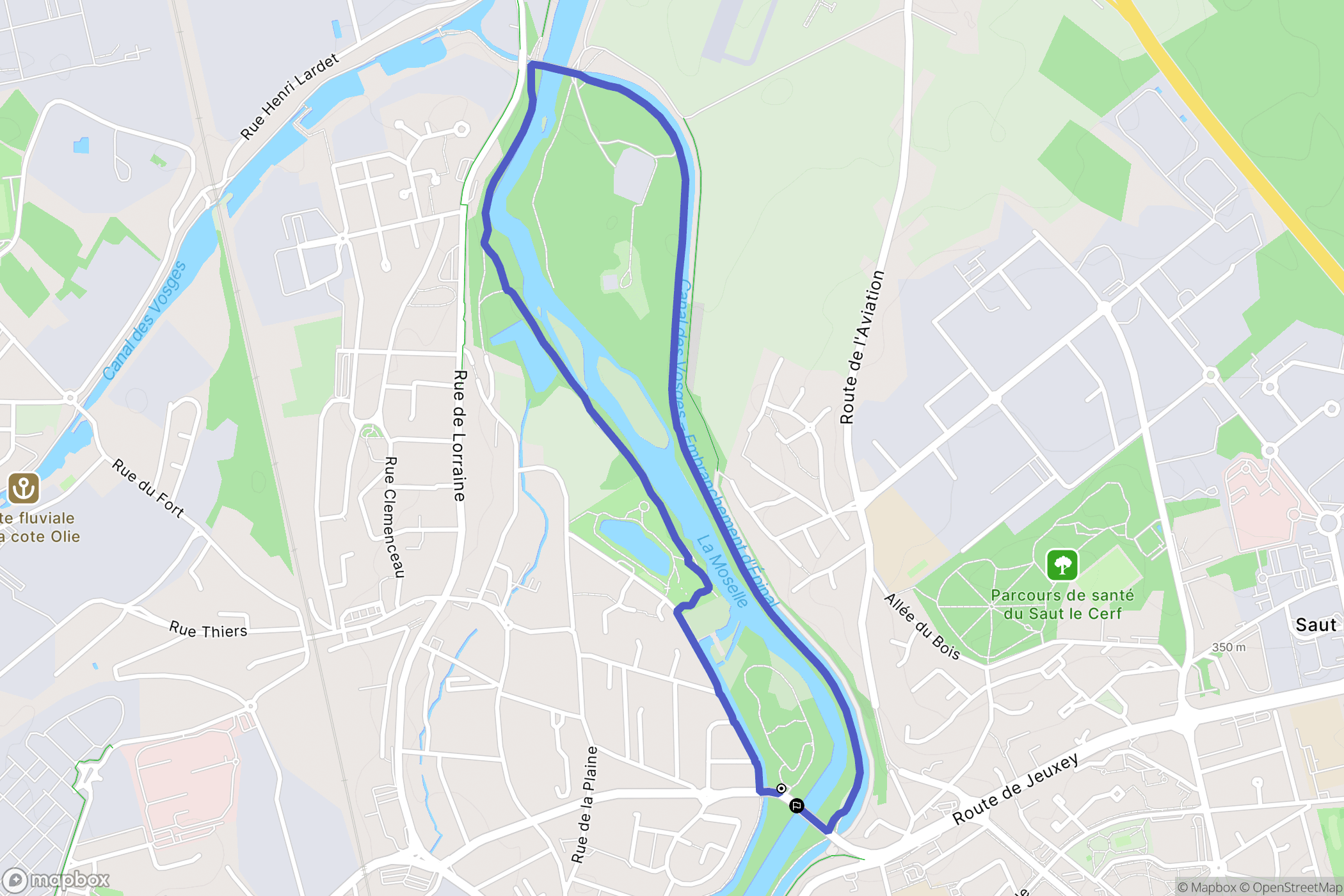 Épinal : carte du parcours de randonnée - France