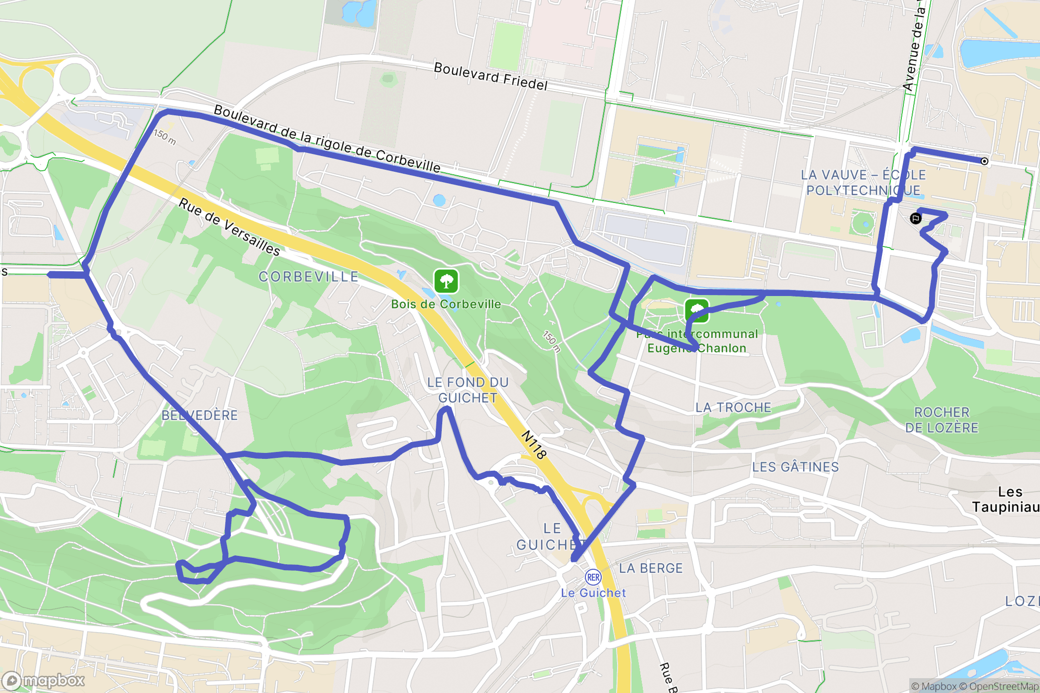 Palaiseau : carte du parcours de randonnée - France