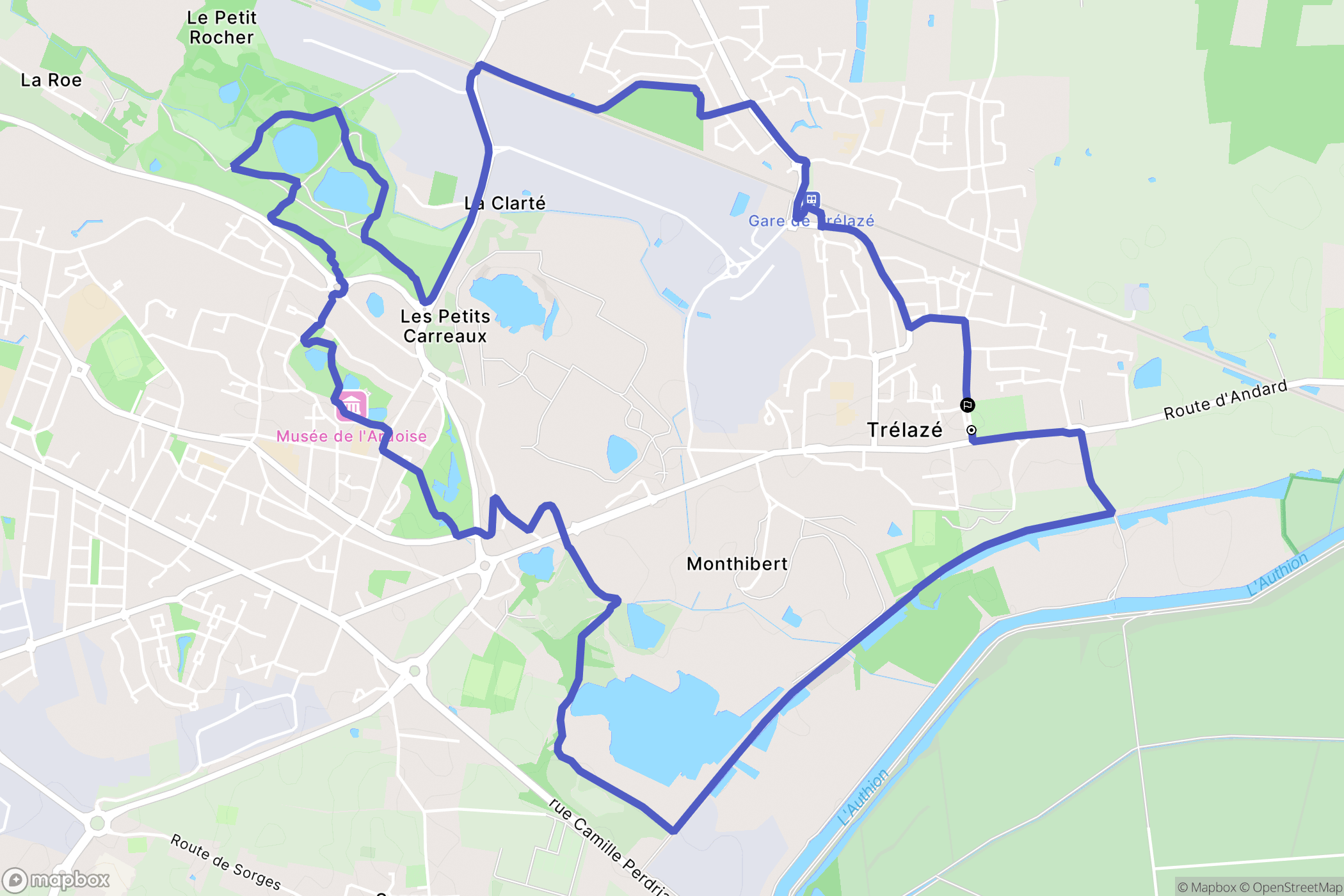 Trélazé : carte du parcours de randonnée - France
