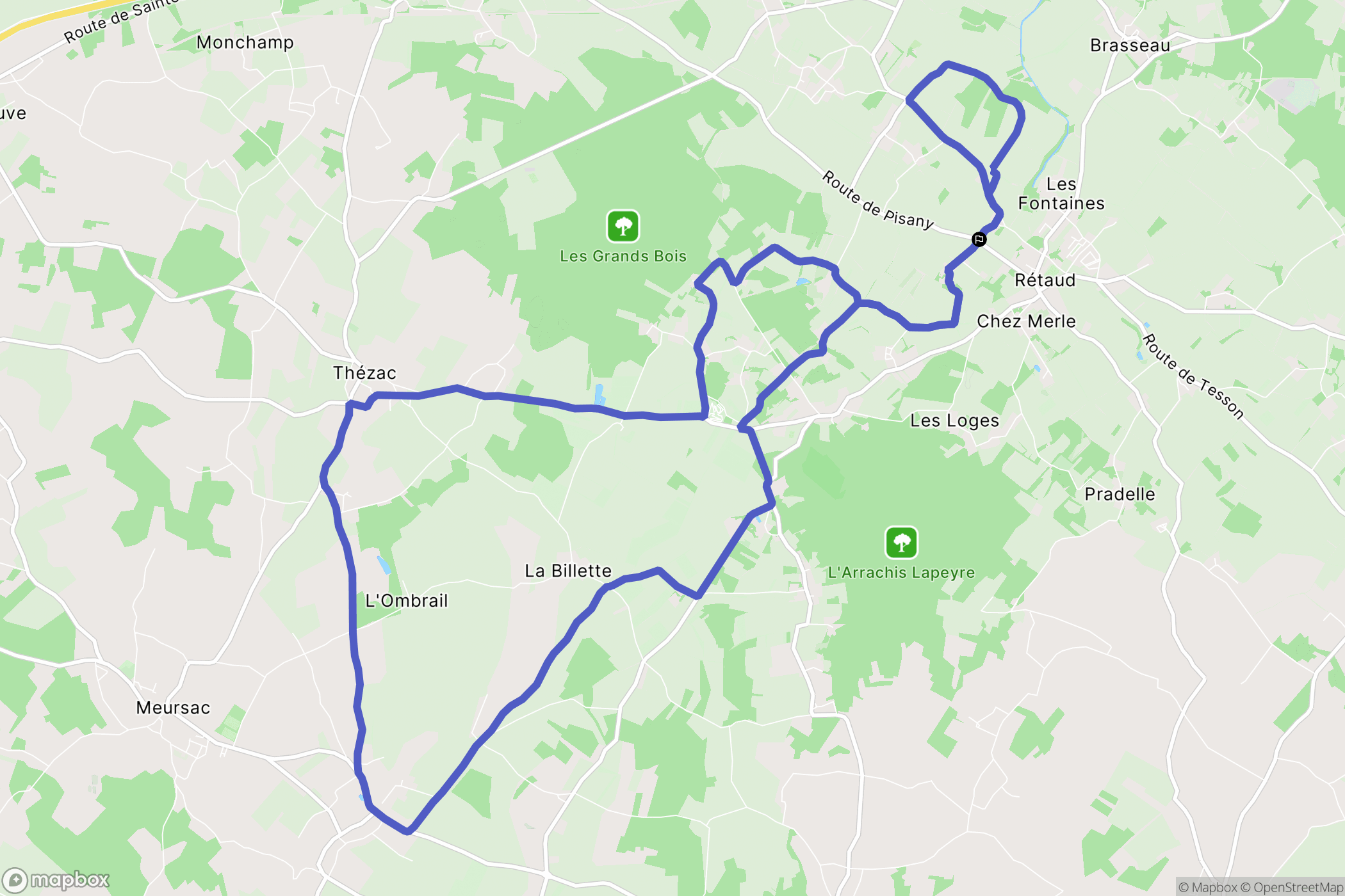 Retaud : carte du parcours de randonnée - France