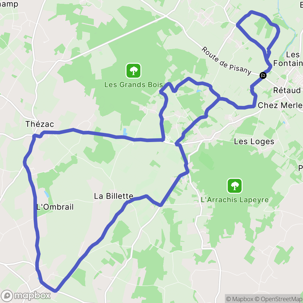 Retaud : carte du parcours de randonnée - France