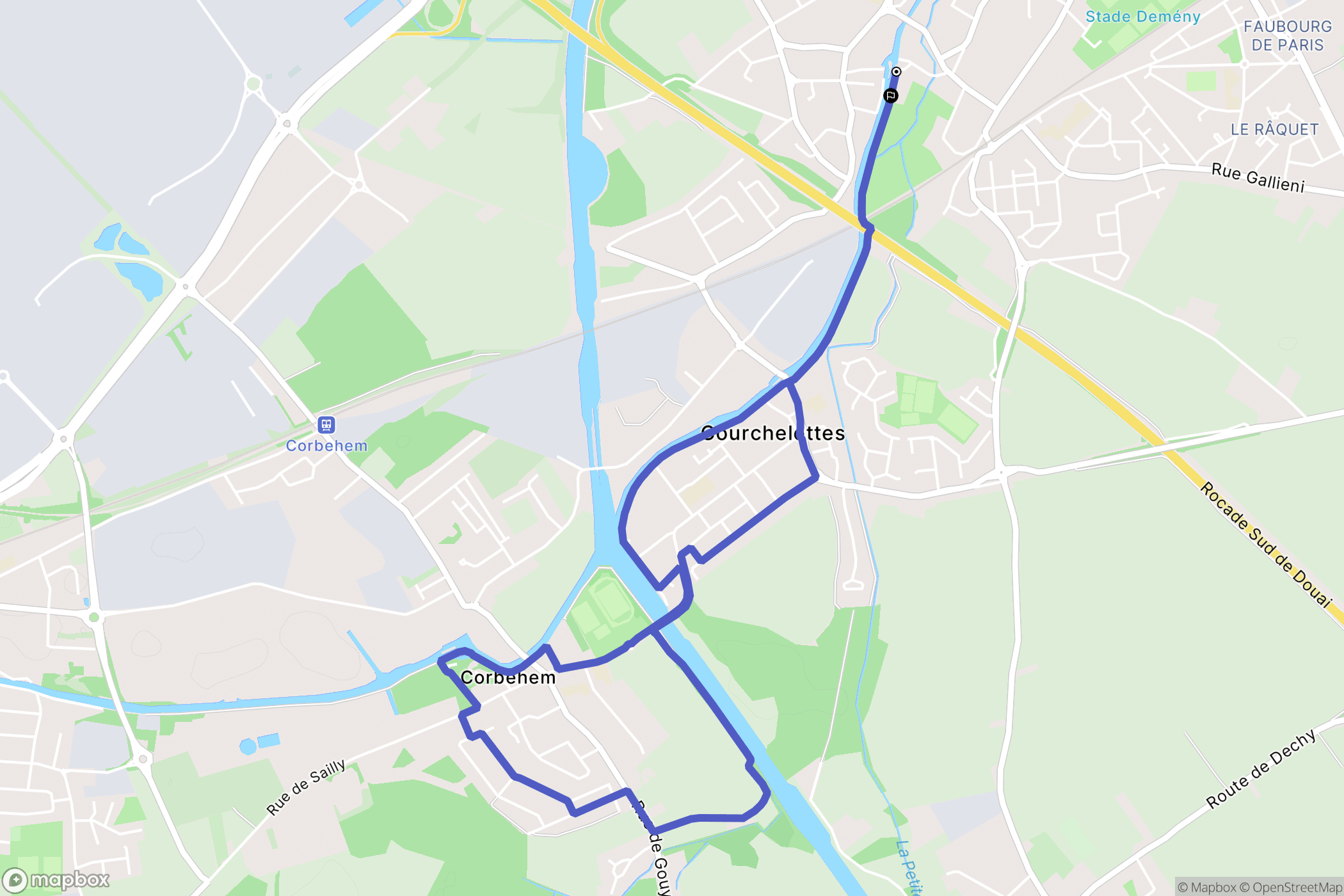 Lambres-Lez-Douai : carte du parcours de randonnée - France