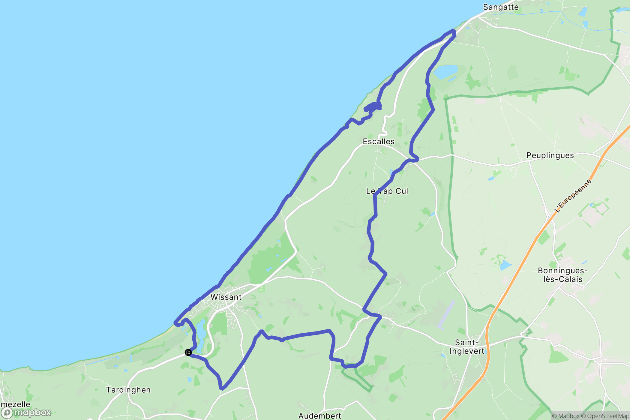 Tardinghen : carte du parcours de randonnée - France