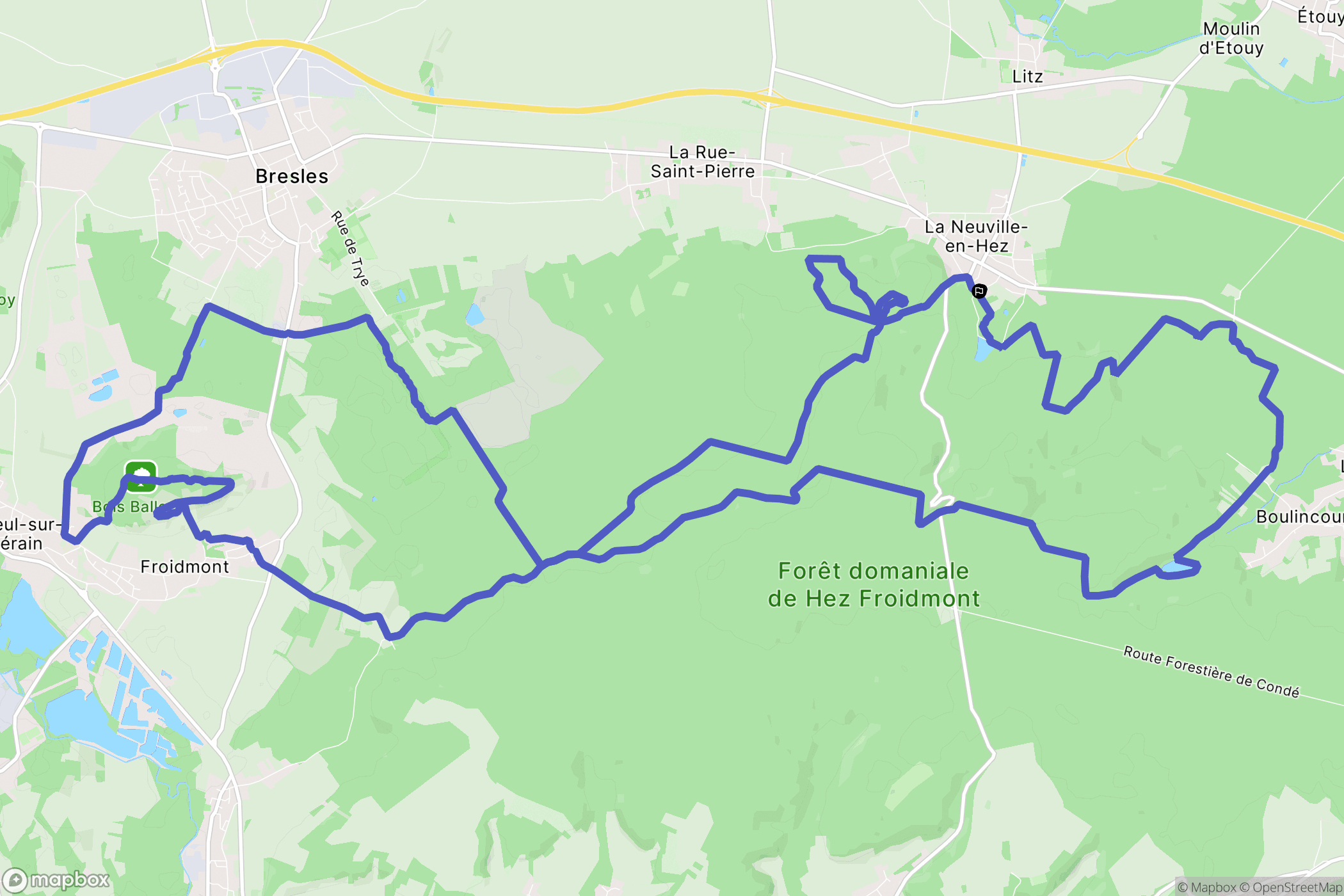 La Neuville-en-Hez : carte du parcours de randonnée - France