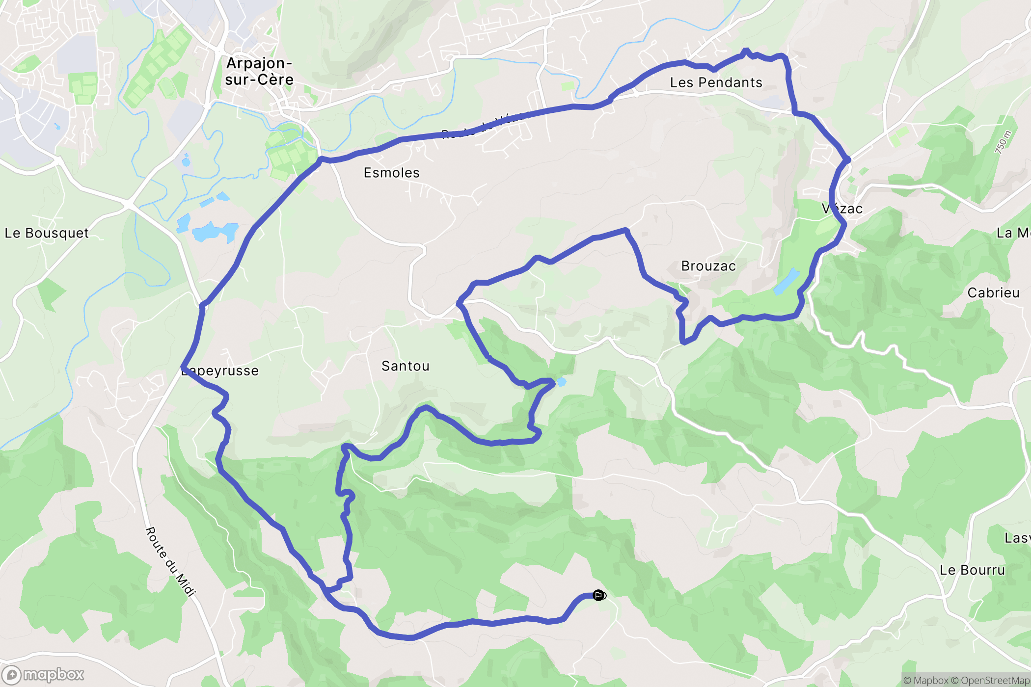 Arpajon-sur-Cère : carte du parcours de randonnée - France
