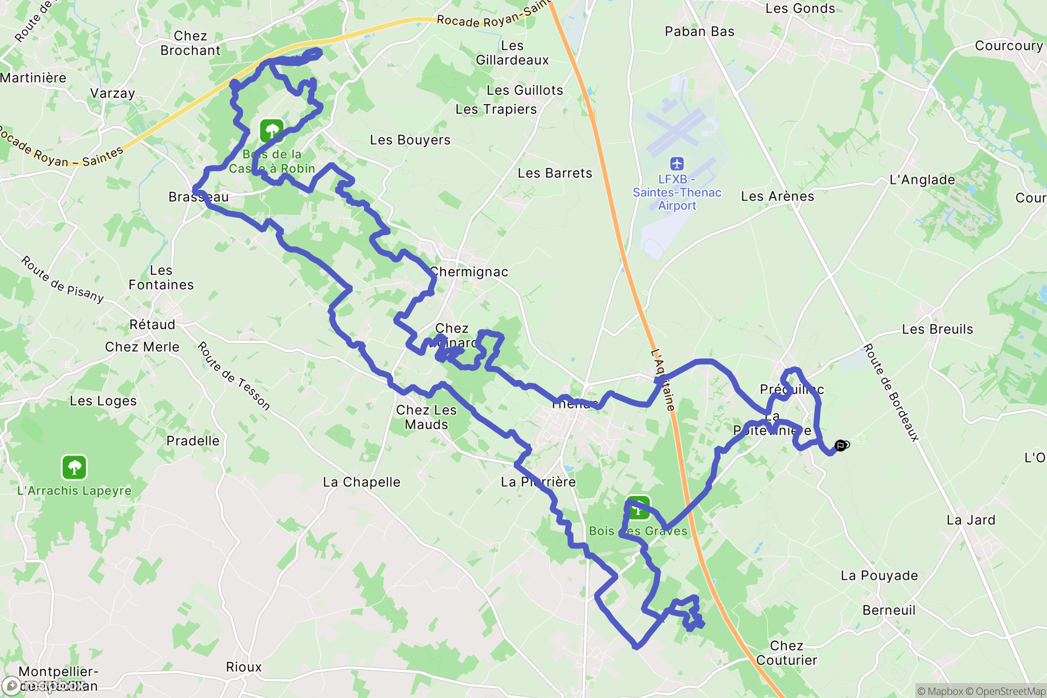 Berneuil : carte du parcours de randonnée - France