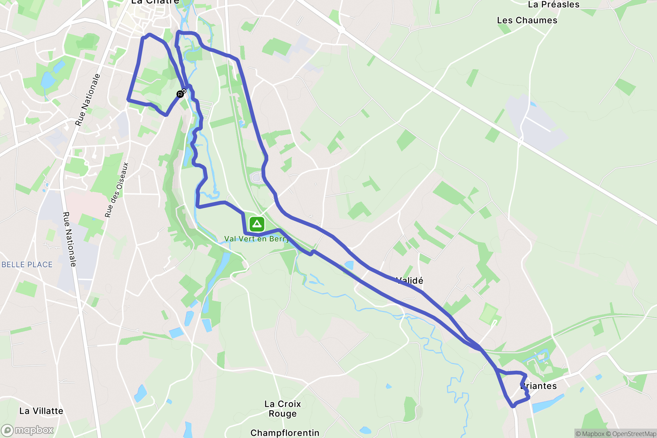 La Châtre : carte du parcours de randonnée - France