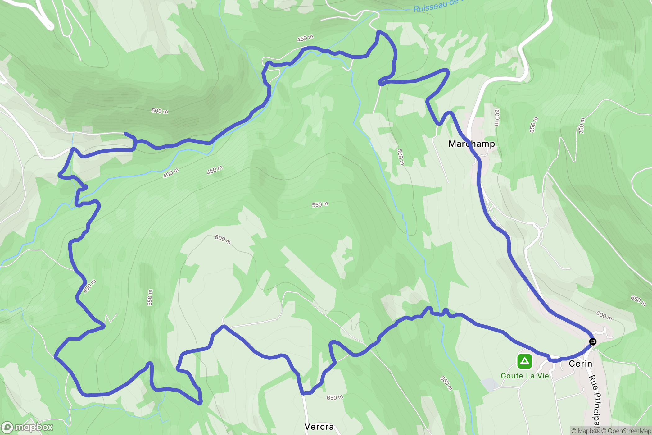 Marchamp : carte du parcours de randonnée - France