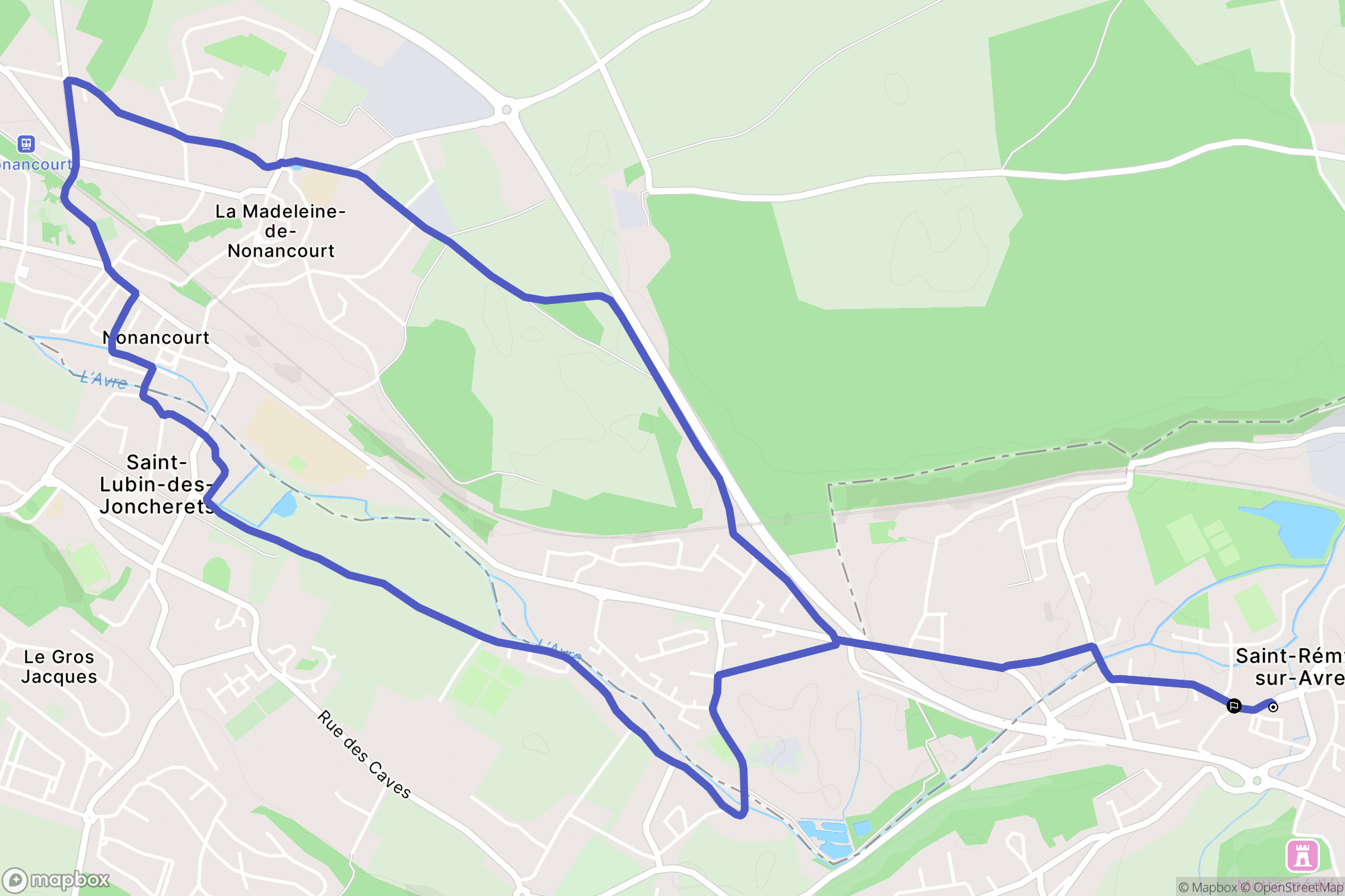 Saint-Rémy-sur-Avre : carte du parcours de randonnée - France