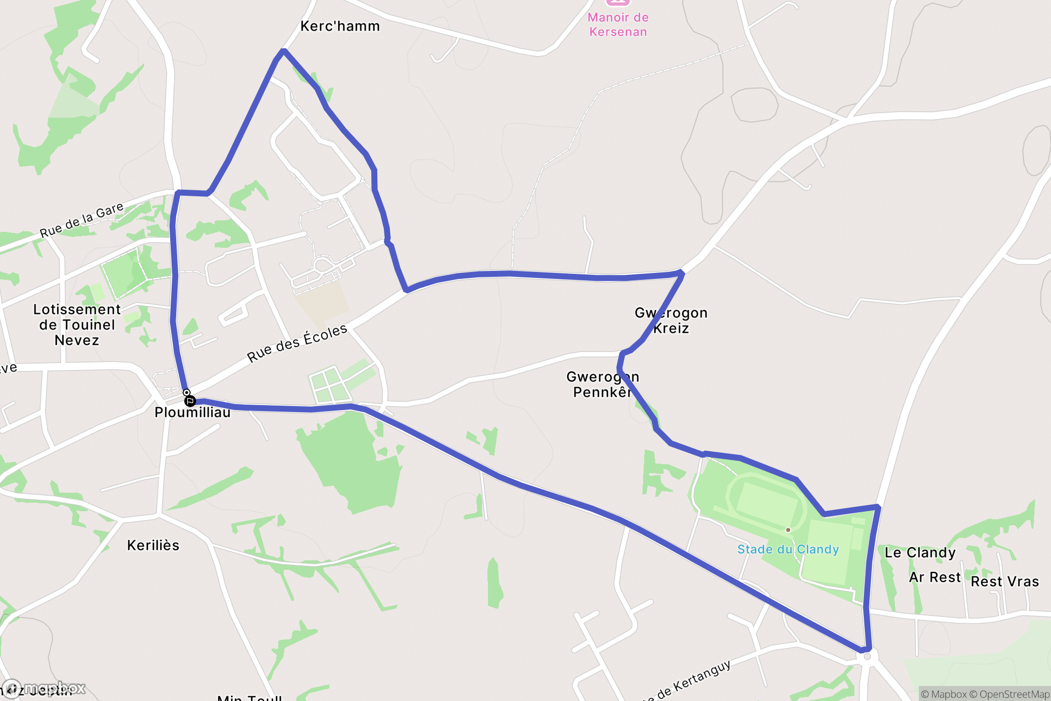 Ploumilliau : carte du parcours de randonnée - France